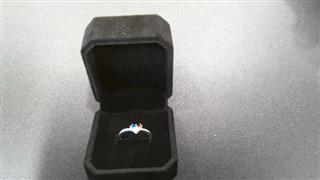 Aquamarine Lady's Silver & Stone Ring 925 Silver 1.7g Size:6.5